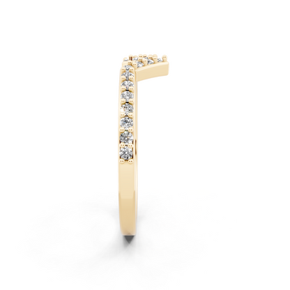 Elegant V-Shaped Yellow Gold Tone Chevron Lab Grown Diamond Ring by RJH