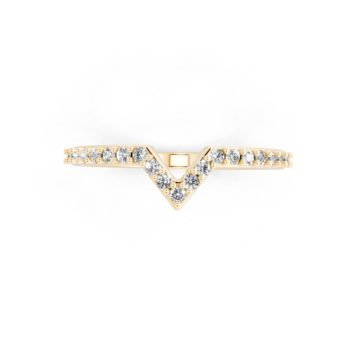 Elegant V-Shaped Yellow Gold Tone Chevron Lab Grown Diamond Ring by RJH