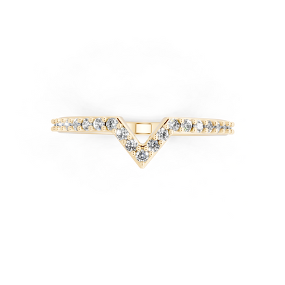 Elegant V-Shaped Yellow Gold Tone Chevron Lab Grown Diamond Ring by RJH