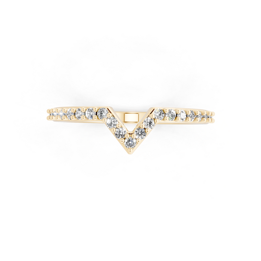 Elegant V-Shaped Yellow Gold Tone Chevron Lab Grown Diamond Ring by RJH