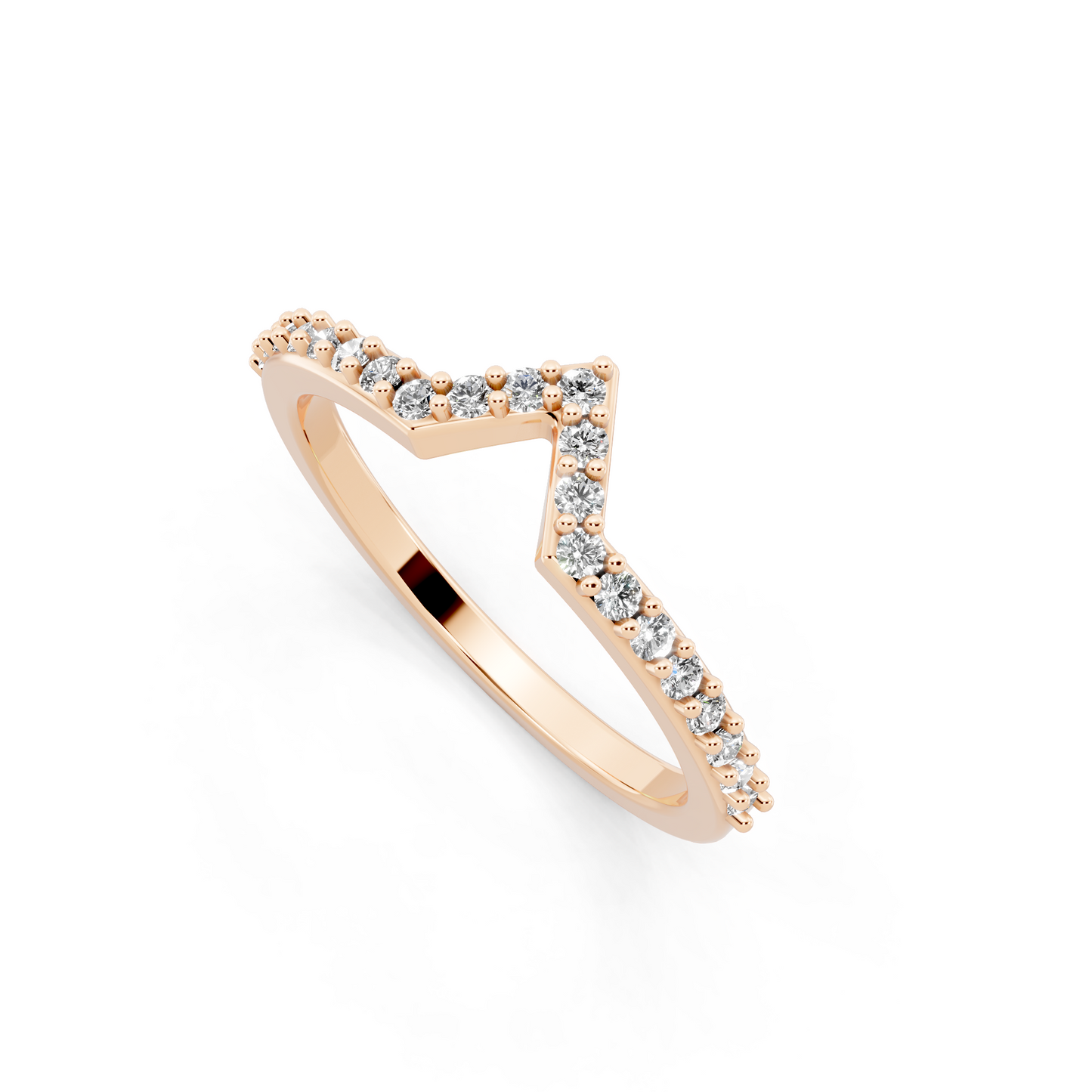 Elegant V-Shaped Rose Gold Tone Chevron Lab Grown Diamond Ring by RJH