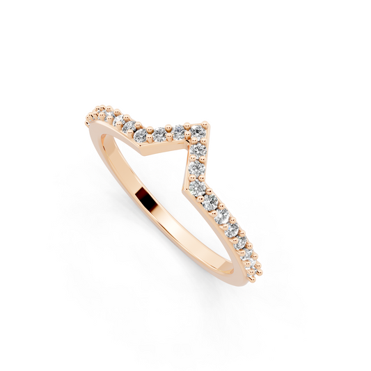 Elegant V-Shaped Rose Gold Tone Chevron Lab Grown Diamond Ring by RJH