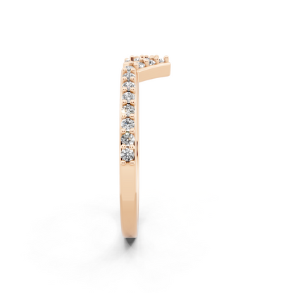 Elegant V-Shaped Rose Gold Tone Chevron Lab Grown Diamond Ring by RJH