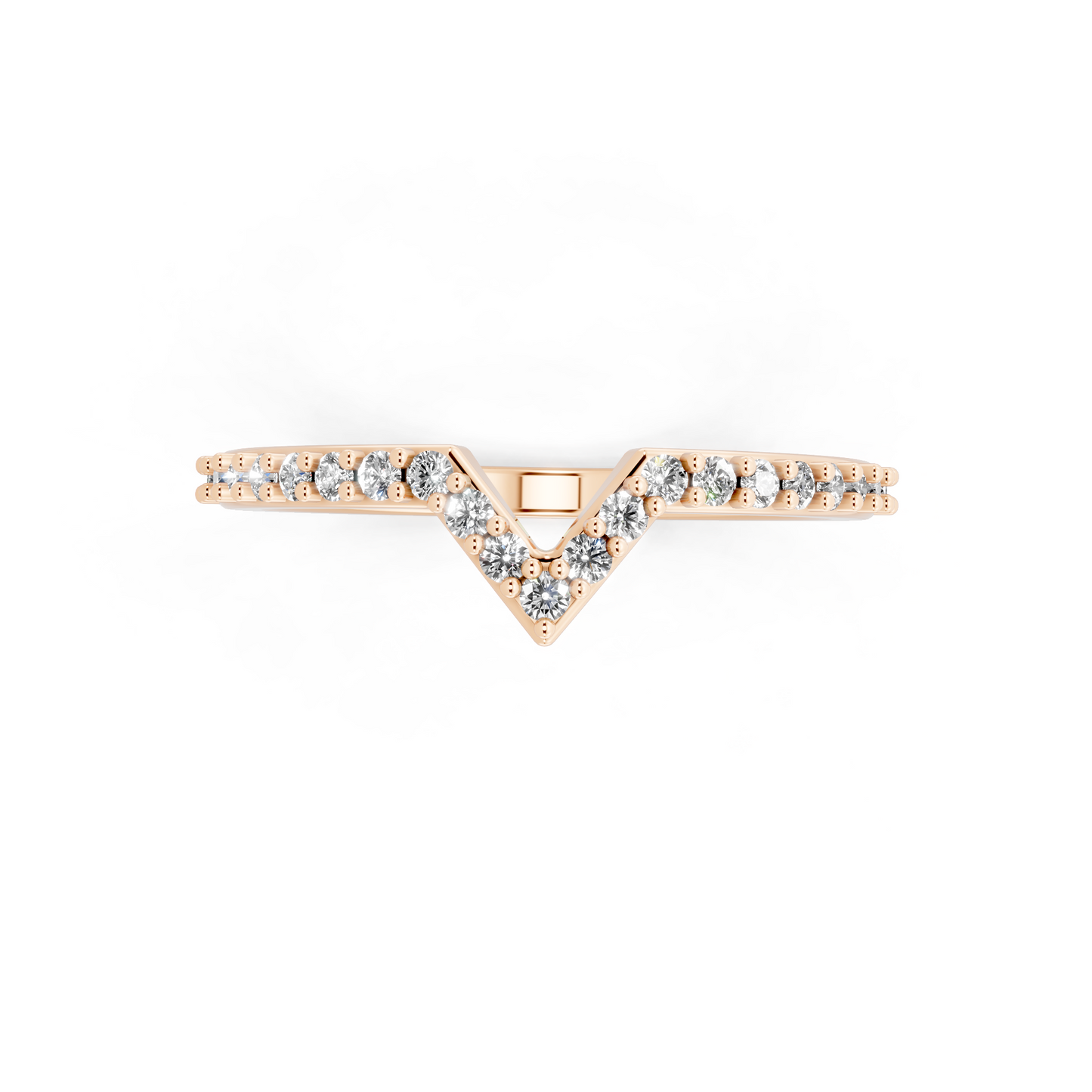 Elegant V-Shaped Rose Gold Tone Chevron Lab Grown Diamond Ring by RJH