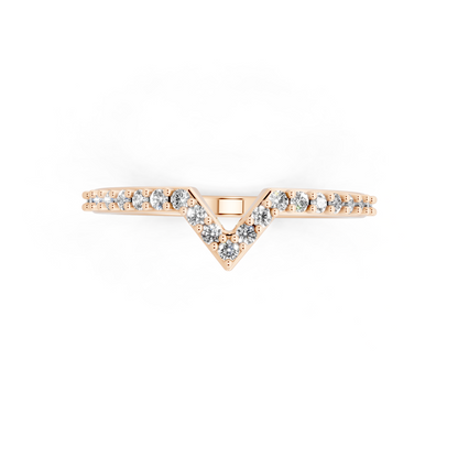 Elegant V-Shaped Rose Gold Tone Chevron Lab Grown Diamond Ring by RJH