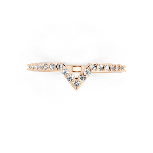 Elegant V-Shaped Rose Gold Tone Chevron Lab Grown Diamond Ring by RJH