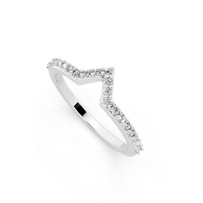 Elegant V-Shaped White Gold Tone Chevron Lab Grown Diamond Ring by RJH