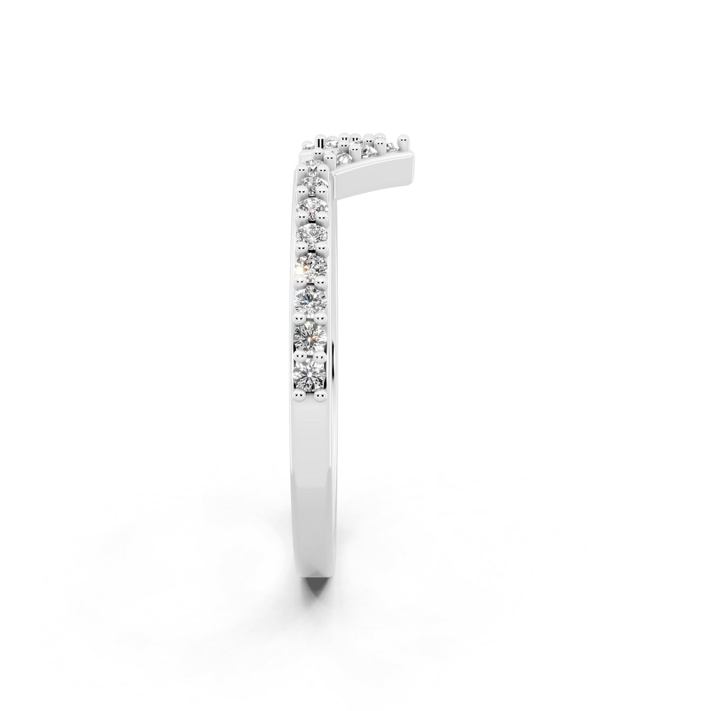 Elegant V-Shaped White Gold Tone Chevron Lab Grown Diamond Ring by RJH