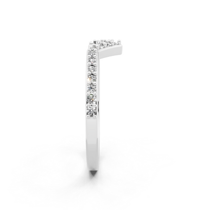 Elegant V-Shaped White Gold Tone Chevron Lab Grown Diamond Ring by RJH