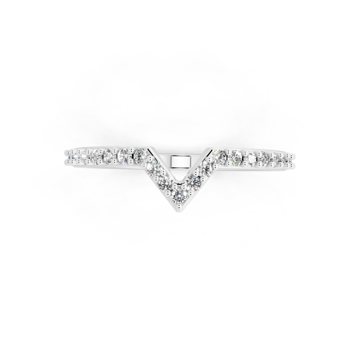 Elegant V-Shaped White Gold Tone Chevron Lab Grown Diamond Ring by RJH
