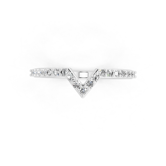 Elegant V-Shaped White Gold Tone Chevron Lab Grown Diamond Ring by RJH