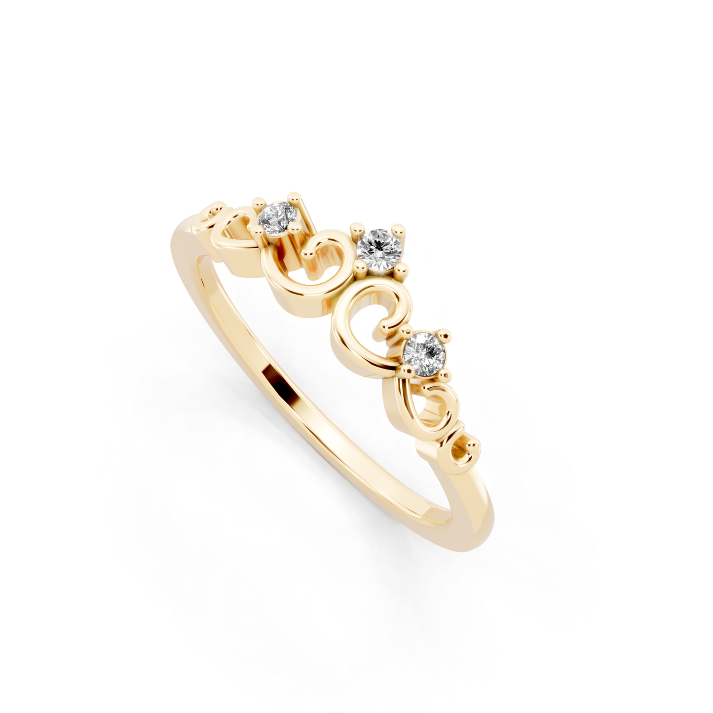 Elegant Yellow Gold Tone Vintage-Inspired Scroll Band Ring for Women