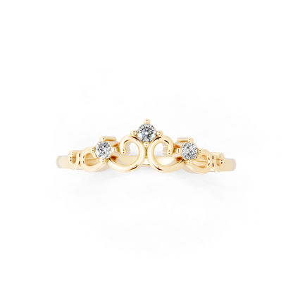 Elegant Yellow Gold Tone Vintage-Inspired Scroll Band Ring for Women