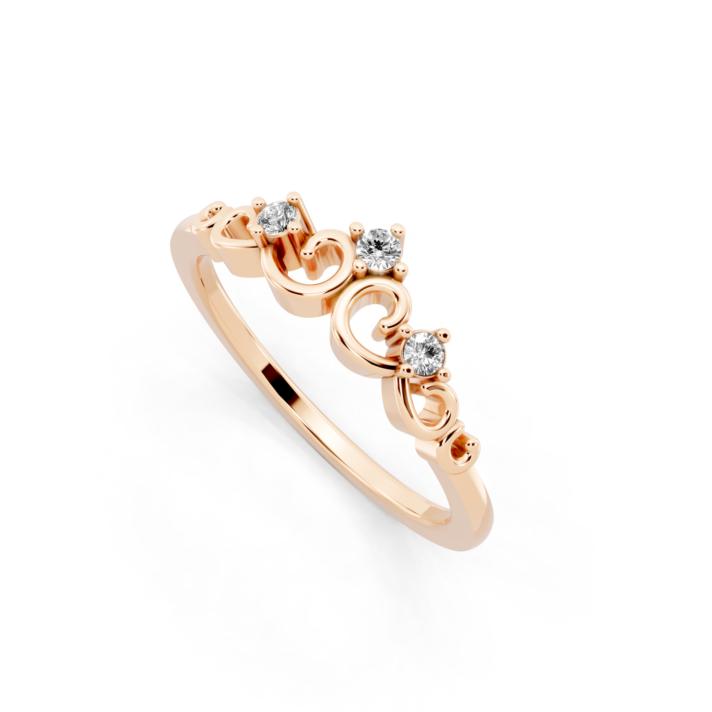 Elegant Rose Gold Tone Vintage-Inspired Scroll Band Ring for Women