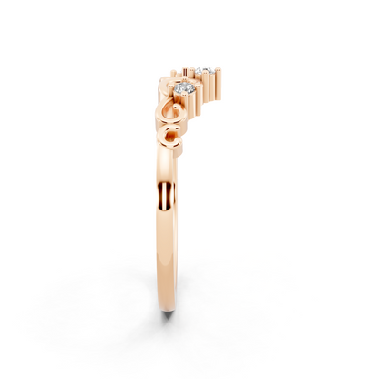 Elegant Rose Gold Tone Vintage-Inspired Scroll Band Ring for Women