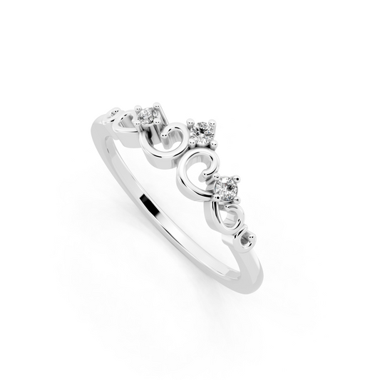 Elegant White Gold Tone Vintage-Inspired Scroll Band Ring for Women