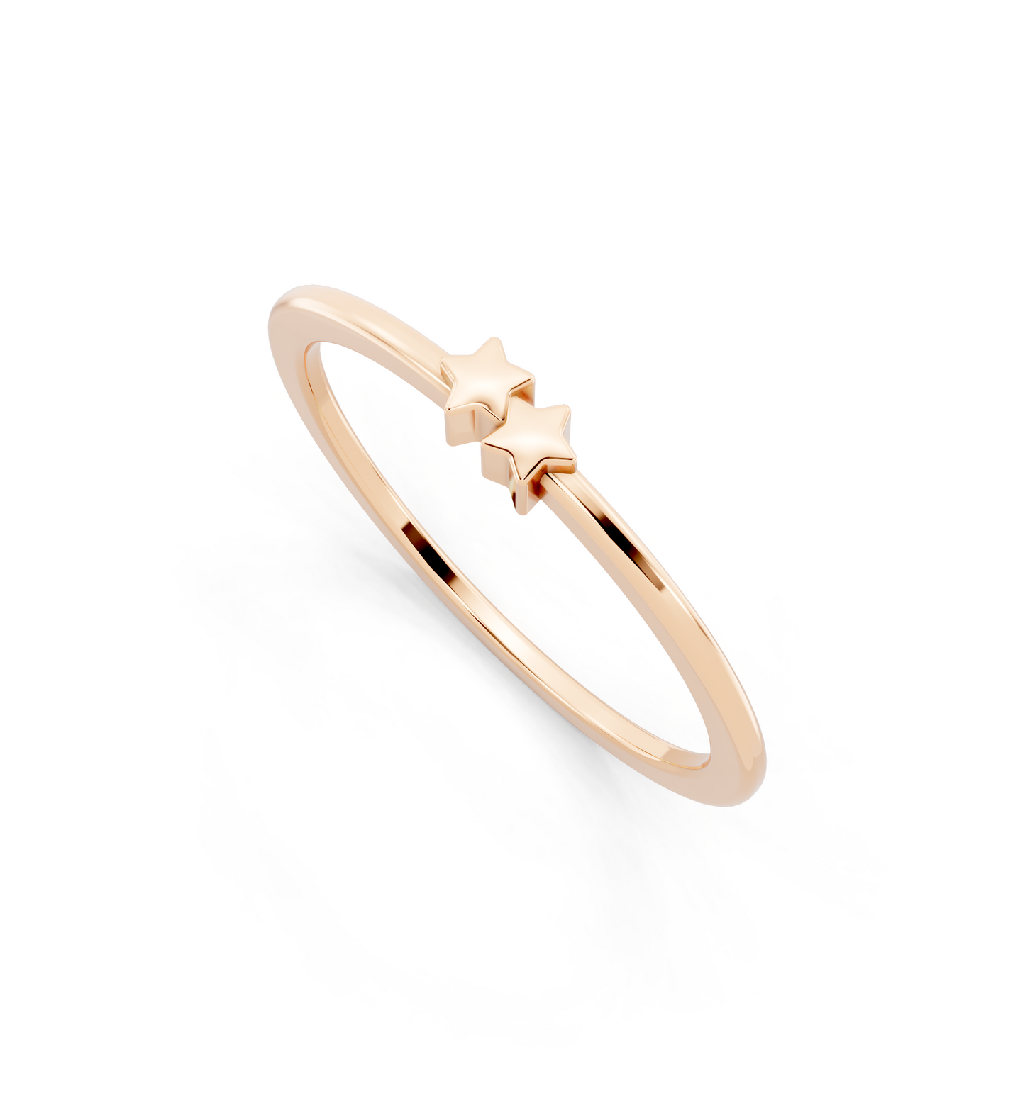 Celeste Duo Star Ring in Rose Gold Tone - Minimal Celestial Band