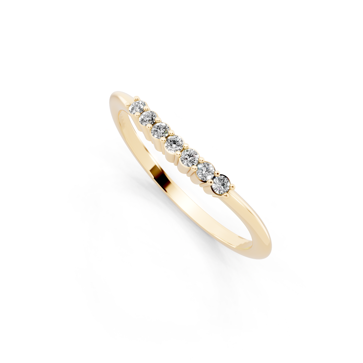 Yellow Gold Tone Curved  Band Ring - Elegant Stackable Everyday Luxury