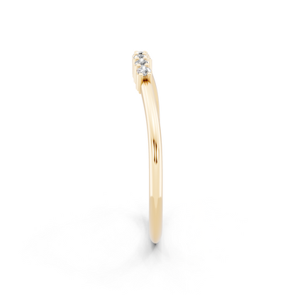 Yellow Gold Tone Curved  Band Ring - Elegant Stackable Everyday Luxury