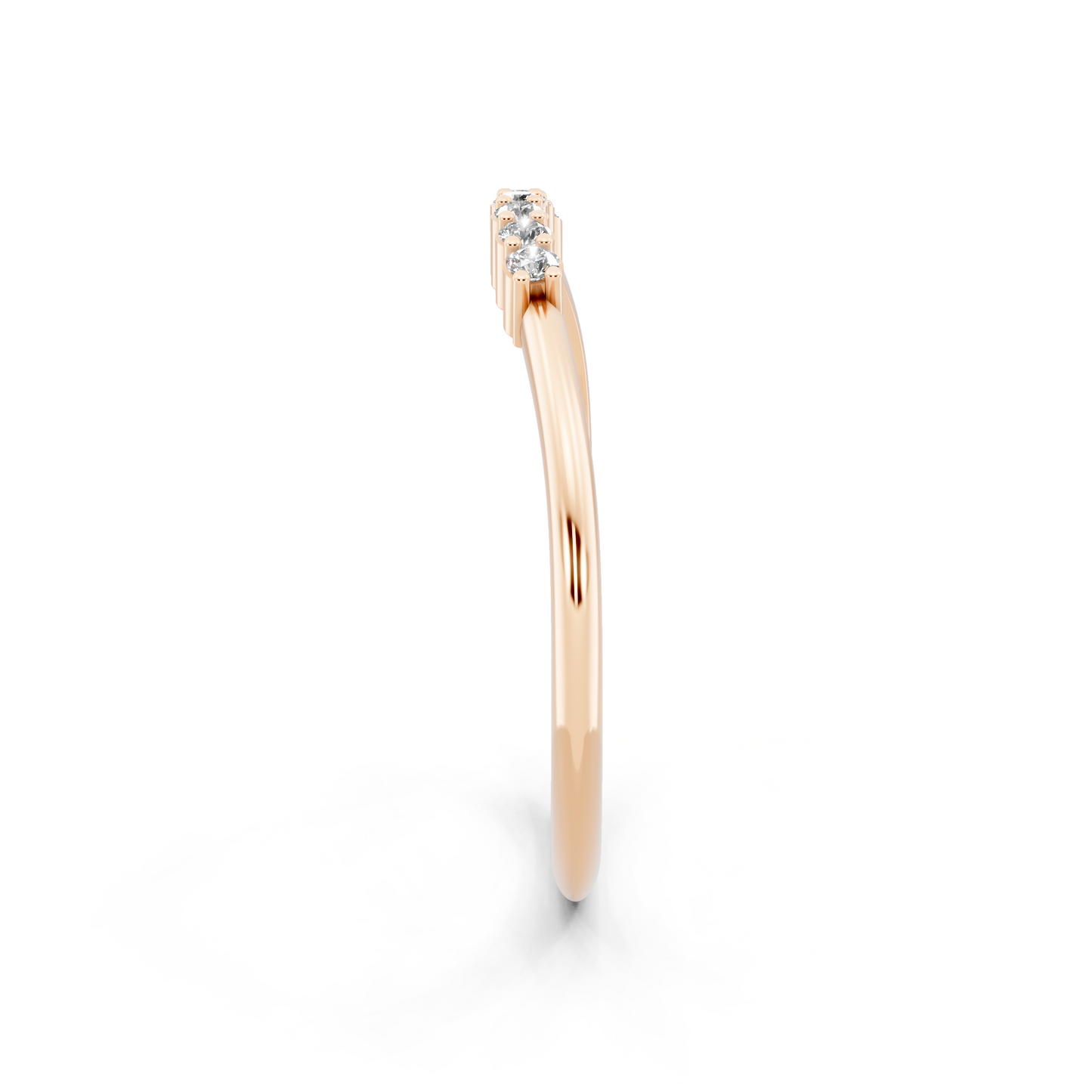 Rose Gold Tone Curved  Band Ring - Elegant Stackable Everyday Luxury