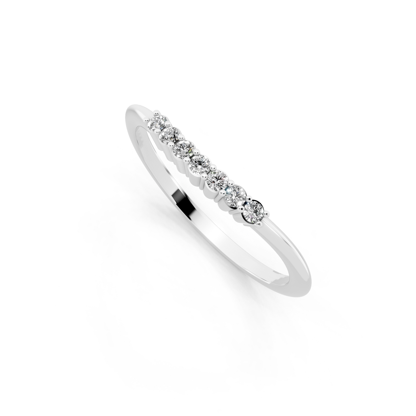 White Gold Tone Curved  Band Ring - Elegant Stackable Everyday Luxury