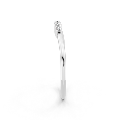 White Gold Tone Curved  Band Ring - Elegant Stackable Everyday Luxury