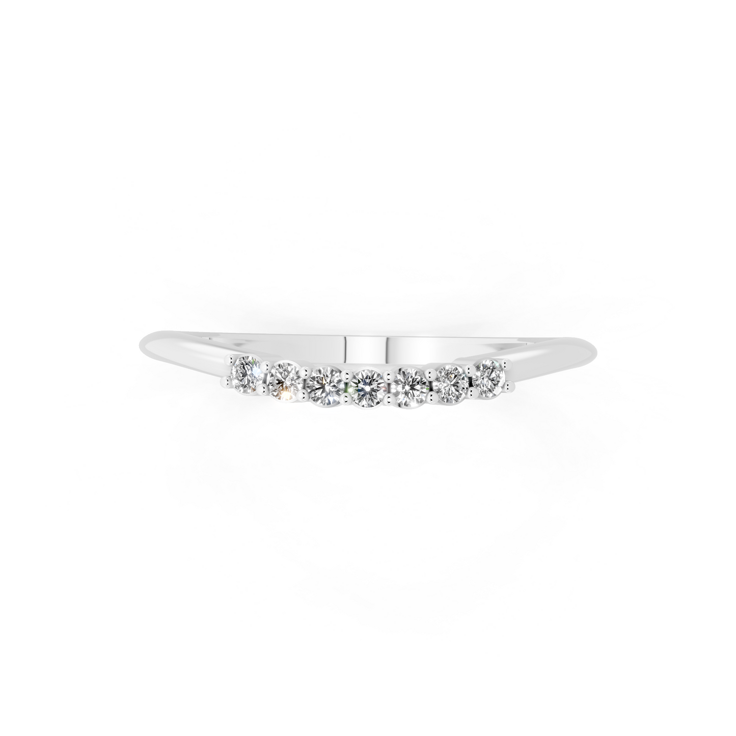 White Gold Tone Curved  Band Ring - Elegant Stackable Everyday Luxury