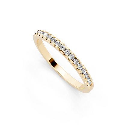 Minimalist Slim Round Brilliant Cut Lab Grown Diamond Ring in Yellow Gold Tone Everyday Luxury Band