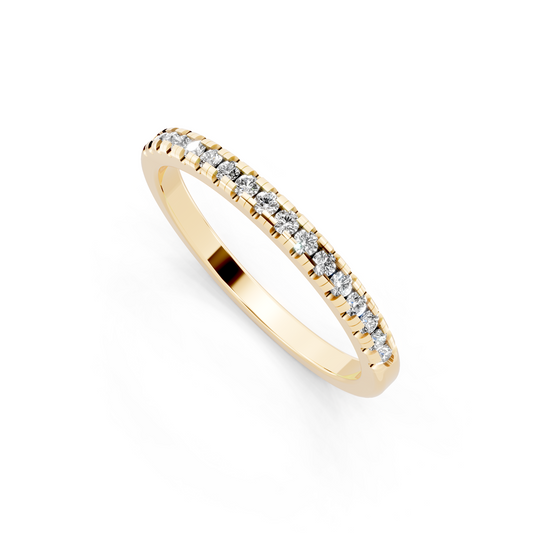 Minimalist Slim Round Brilliant Cut Lab Grown Diamond Ring in Yellow Gold Tone Everyday Luxury Band