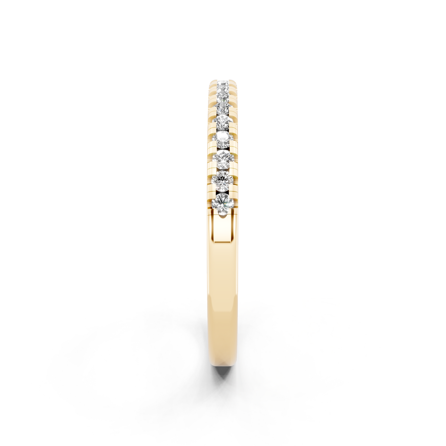 Minimalist Slim Round Brilliant Cut Lab Grown Diamond Ring in Yellow Gold Tone Everyday Luxury Band
