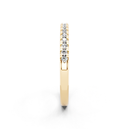 Minimalist Slim Round Brilliant Cut Lab Grown Diamond Ring in Yellow Gold Tone Everyday Luxury Band