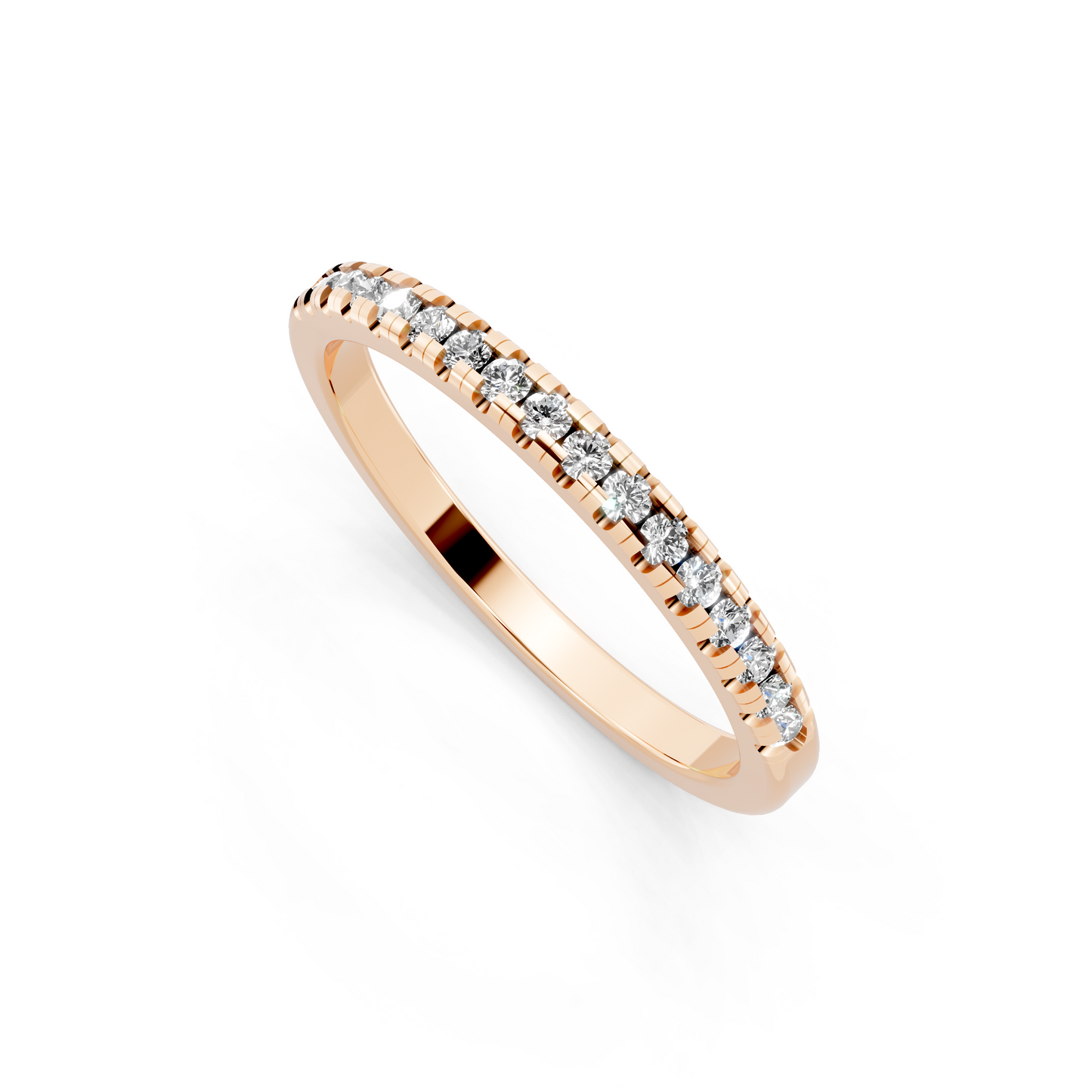 Minimalist Slim Round Brilliant Cut Lab Grown Diamond Ring in Rose Gold Tone Everyday Luxury Band