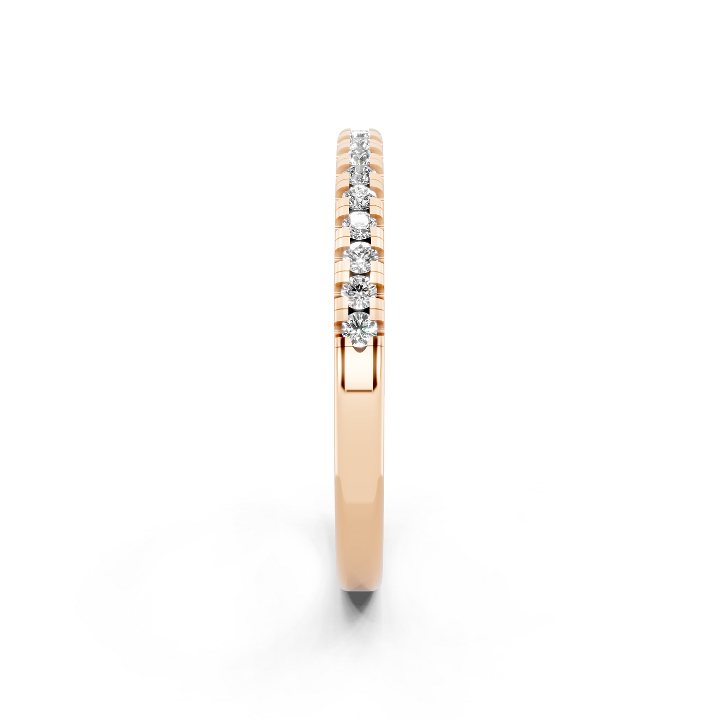 Minimalist Slim Round Brilliant Cut Lab Grown Diamond Ring in Rose Gold Tone Everyday Luxury Band