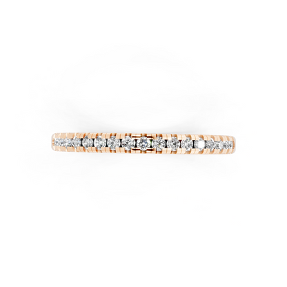 Minimalist Slim Round Brilliant Cut Lab Grown Diamond Ring in Rose Gold Tone Everyday Luxury Band