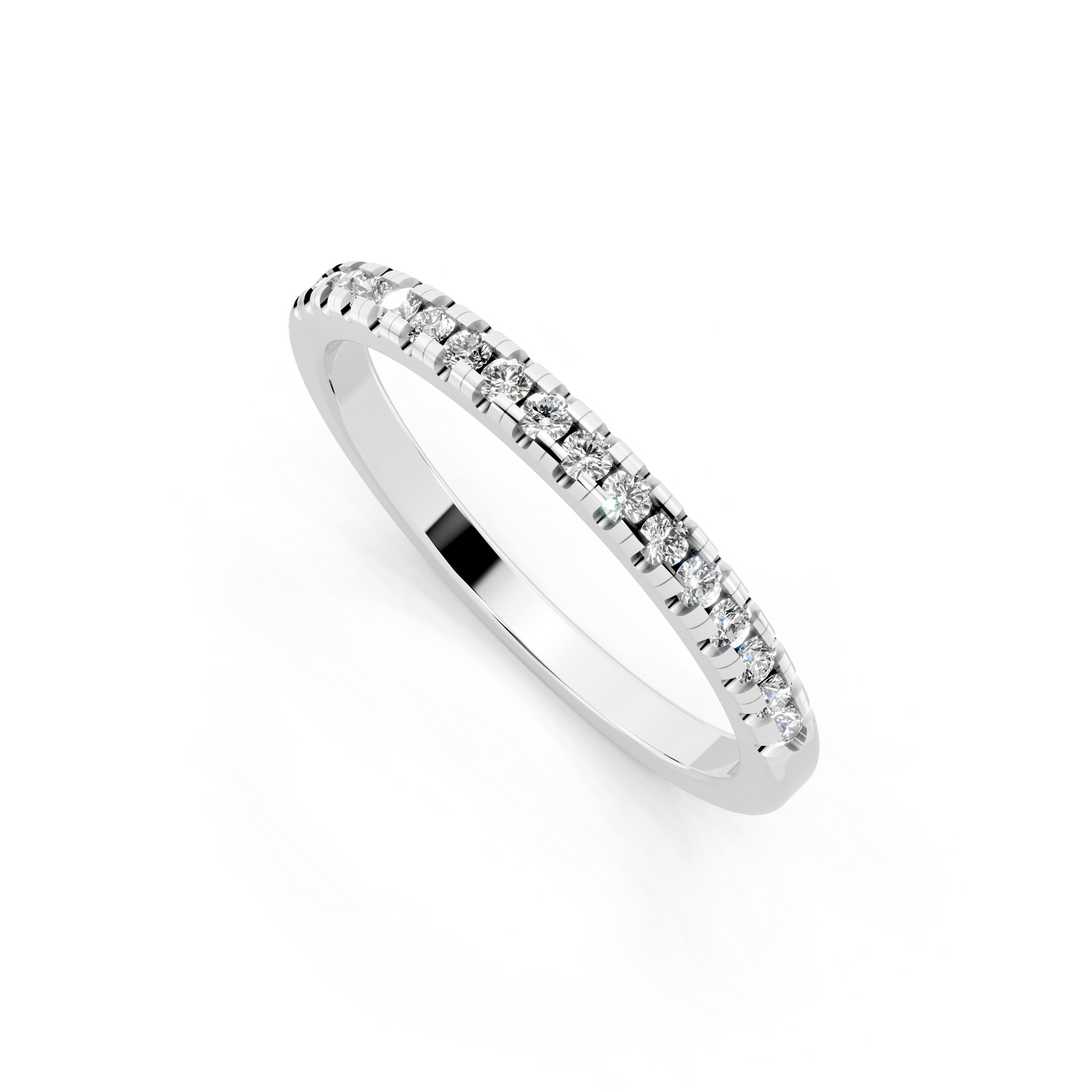 Minimalist Slim Round Brilliant Cut Lab Grown Diamond Ring in White Gold Tone Everyday Luxury Band