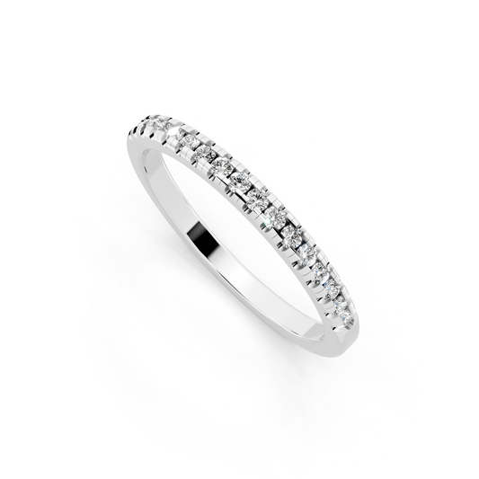 Minimalist Slim Round Brilliant Cut Lab Grown Diamond Ring in White Gold Tone Everyday Luxury Band