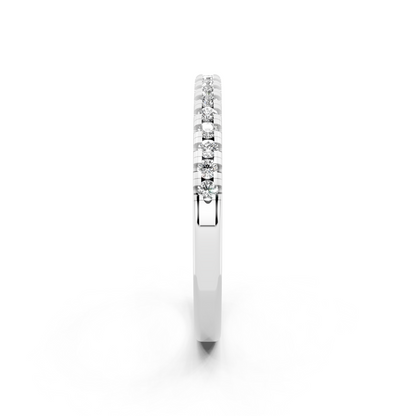 Minimalist Slim Round Brilliant Cut Lab Grown Diamond Ring in White Gold Tone Everyday Luxury Band