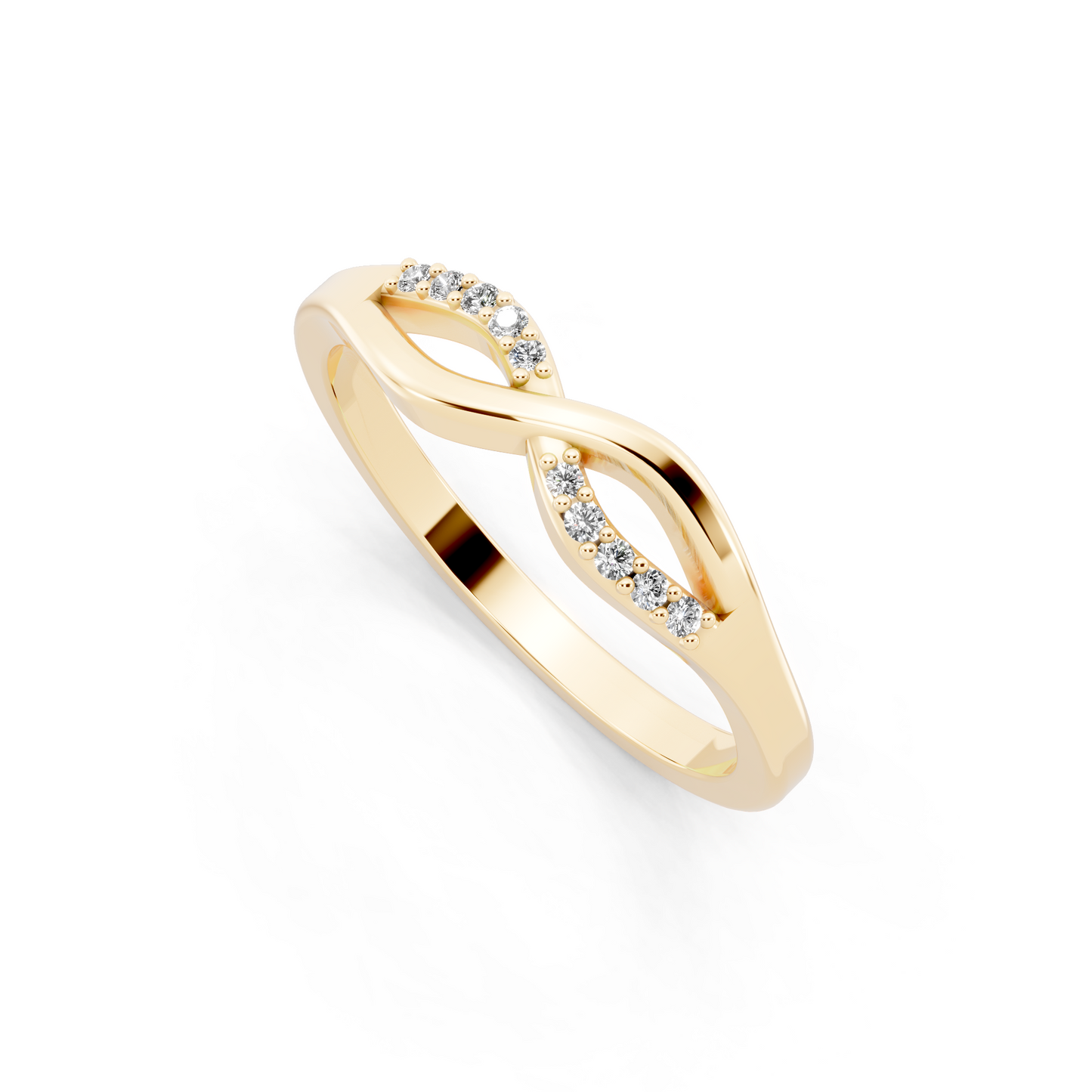 Aveline Infinity Crossover Ring in Yellow Gold Tone with White Stone Brilliance