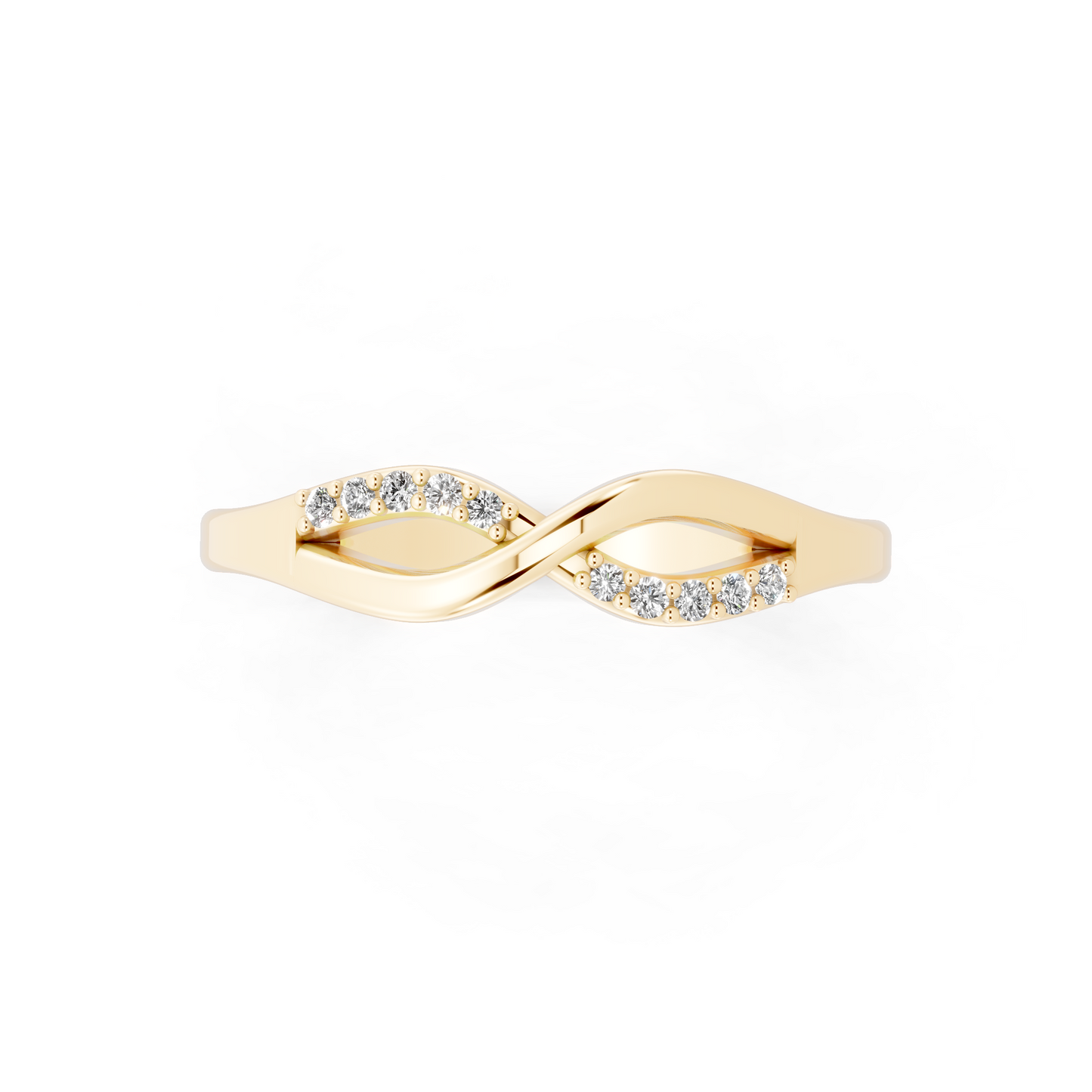 Aveline Infinity Crossover Ring in Yellow Gold Tone with White Stone Brilliance