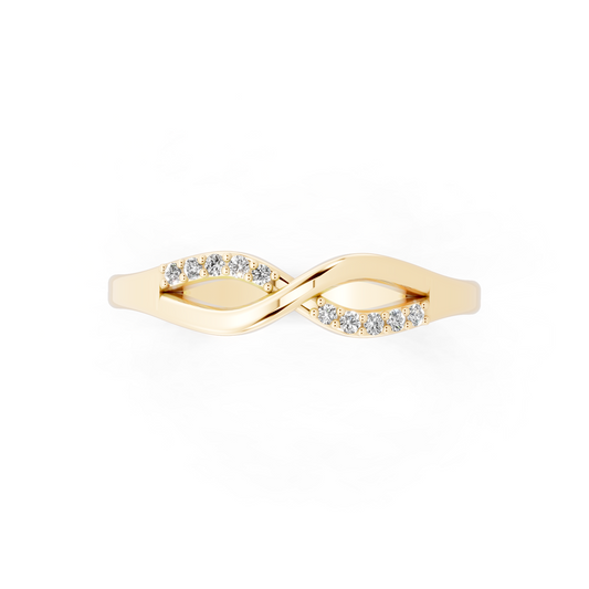 Aveline Infinity Crossover Ring in Yellow Gold Tone with White Stone Brilliance