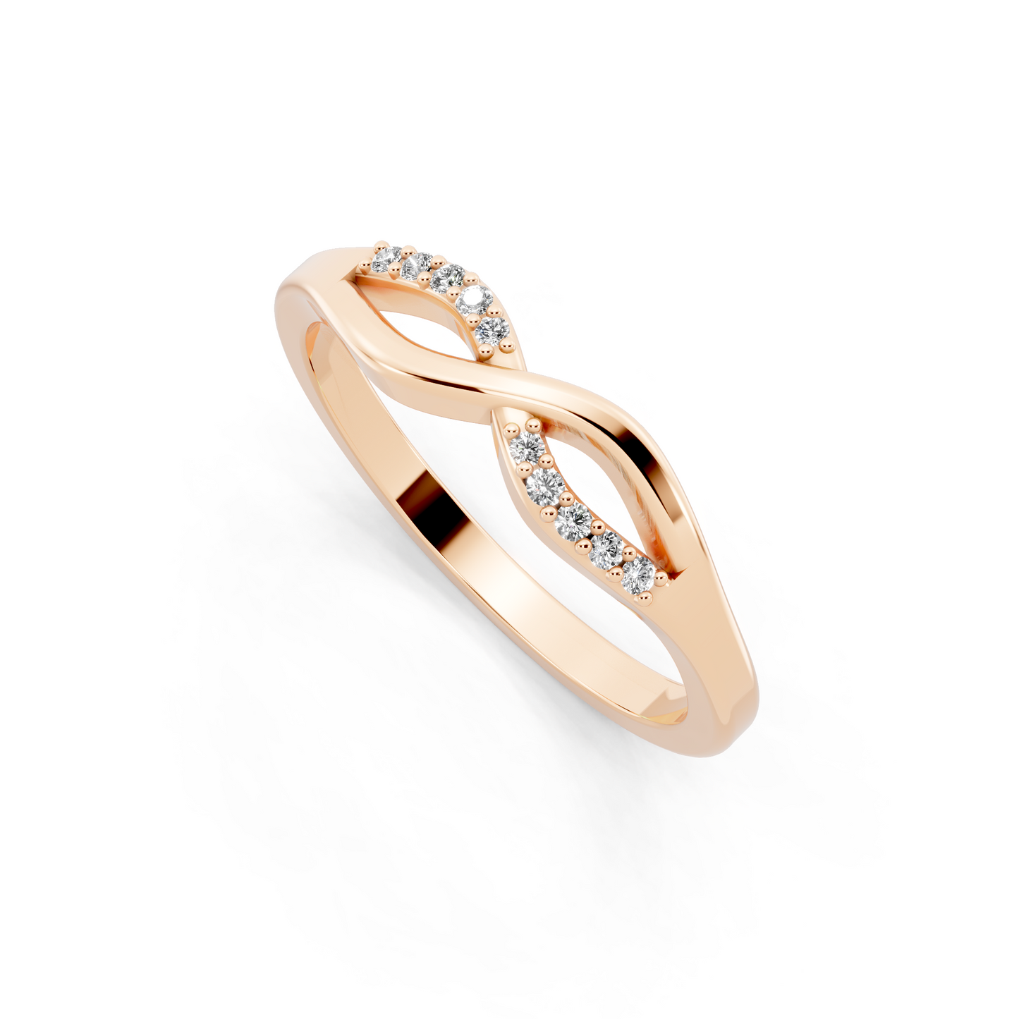 Aveline Infinity Crossover Ring in Rose Gold Tone with White Stone Brilliance
