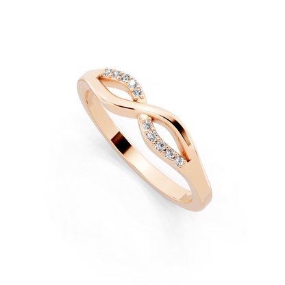 Aveline Infinity Crossover Ring in Rose Gold Tone with White Stone Brilliance