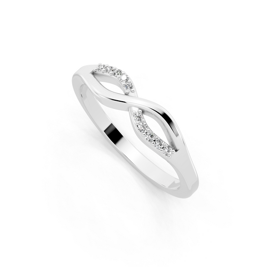 Aveline Infinity Crossover Ring in White Gold Tone with White Stone Brilliance