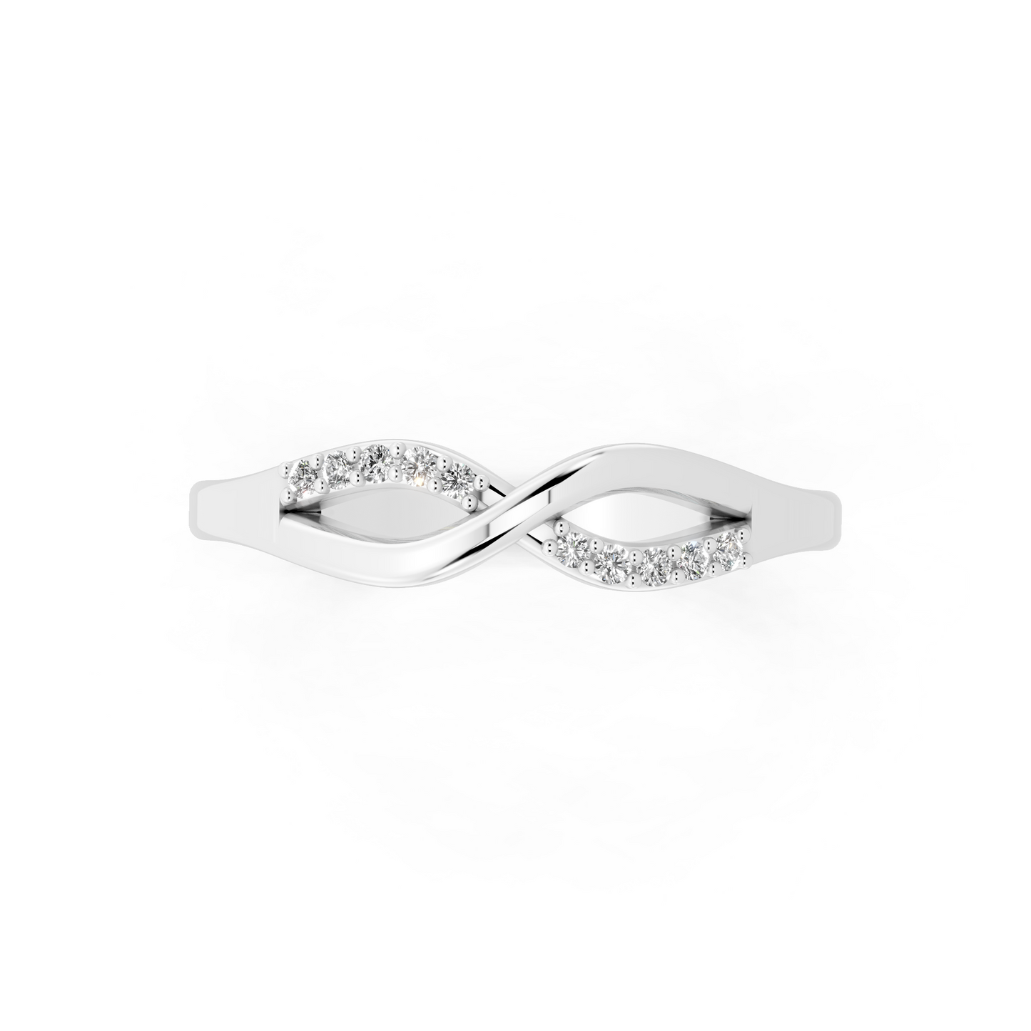 Aveline Infinity Crossover Ring in White Gold Tone with White Stone Brilliance
