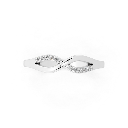 Aveline Infinity Crossover Ring in White Gold Tone with White Stone Brilliance