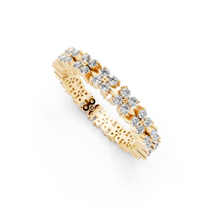 Floréa Radiant Eternity Band in Yellow Gold Tone with White Floral Stone Brilliance