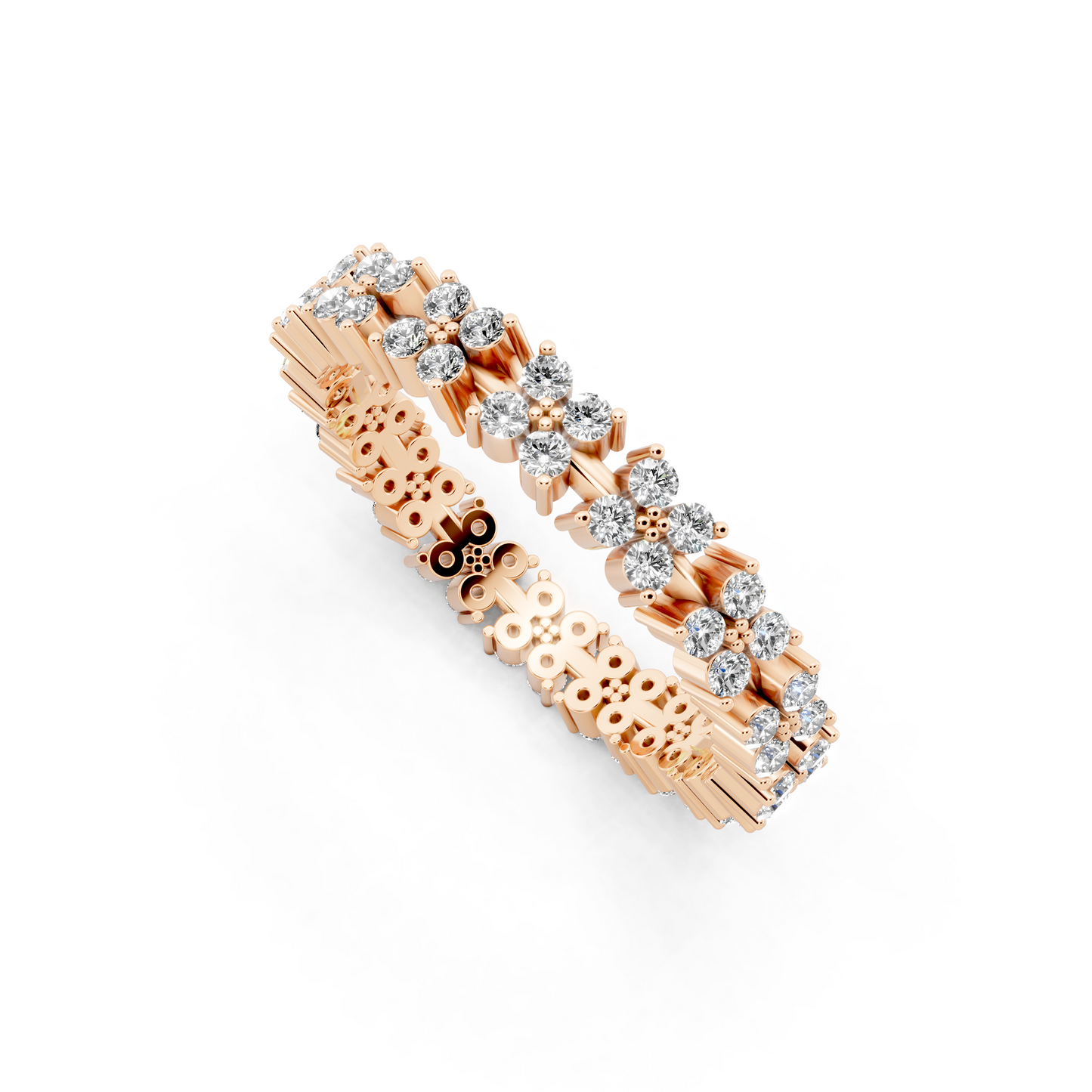 Floréa Radiant Eternity Band in Rose Gold Tone with White Floral Stone Brilliance