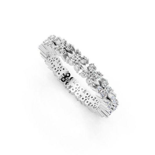Floréa Radiant Eternity Band in White  Gold Tone with White Floral Stone Brilliance