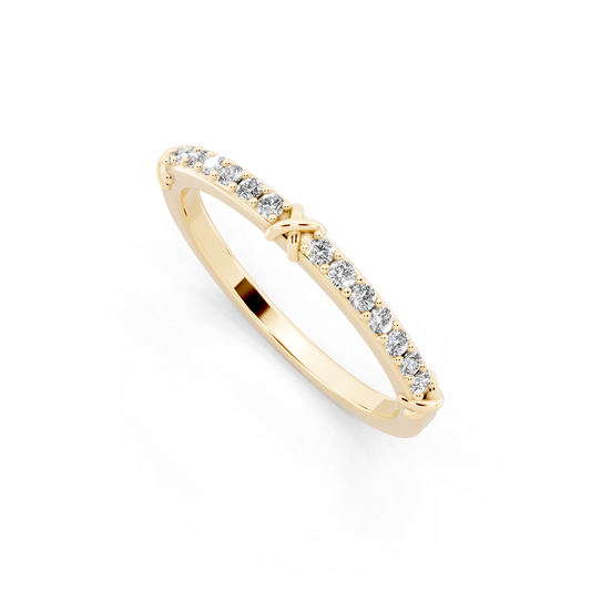 Aveline Kissline Pave Band in Yellow Gold Tone with White Stone Brilliance