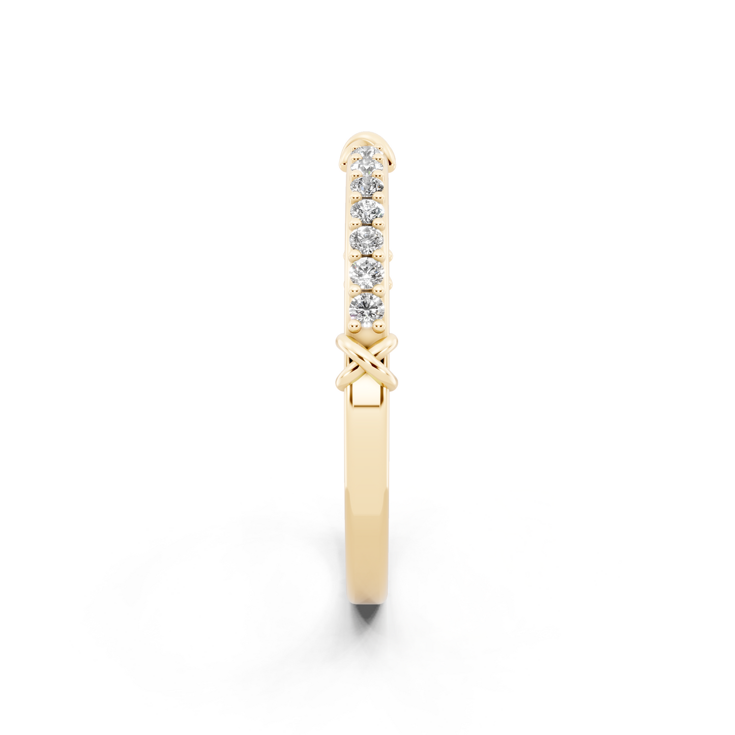 Aveline Kissline Pave Band in Yellow Gold Tone with White Stone Brilliance